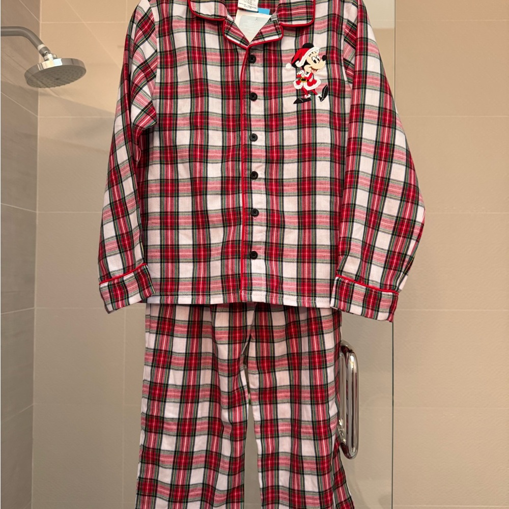 NWT Disney Store Boys Kids Holiday Plaid Pajama Set